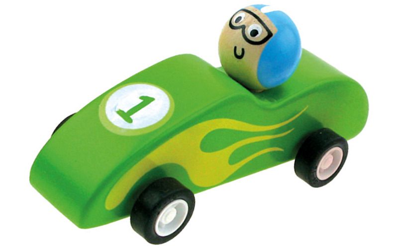 Dřevěné autíčko se setrvačníkem, zelené