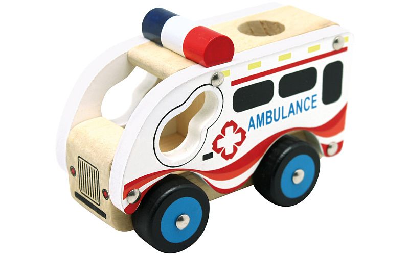 Dřevěné auto ambulance
