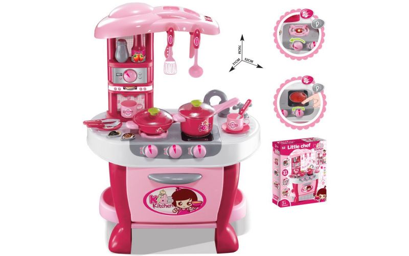 Dětská kuchyňka G21 Malá kuchařka s příslušenstvím růžová