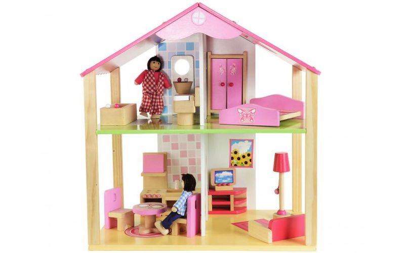 Dřevěný domeček pro panenky s příslušentvím